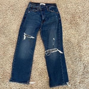 Abercrombie & Fitch Ankle Straight Ultra High Rise Size 27 Distressed Jeans